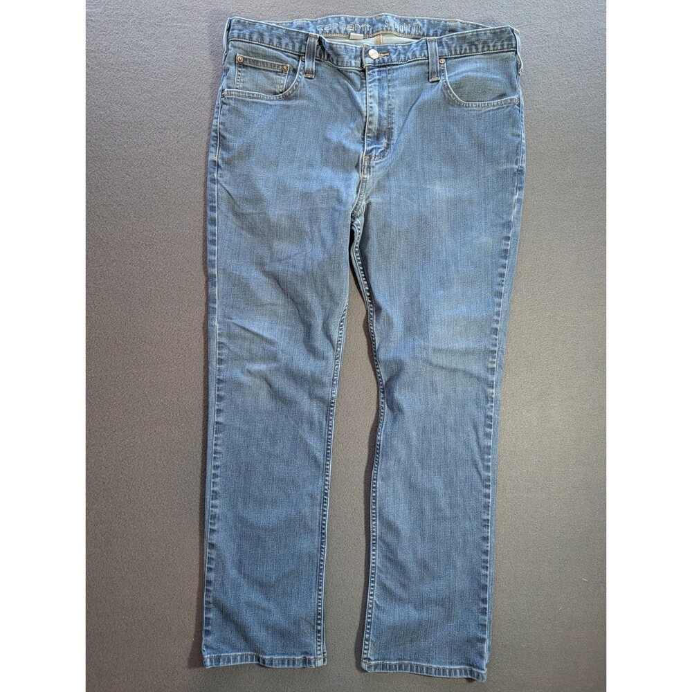 Carhartt Men’s Straight Fit Jeans 38x30 Medium Wash Blue Denim Workwear